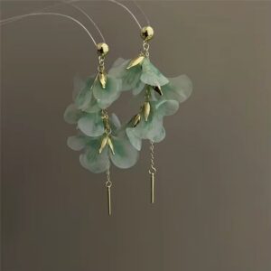 Yarn cloth flower tassel earring
