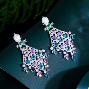 Silver played cubic zirconia earrings